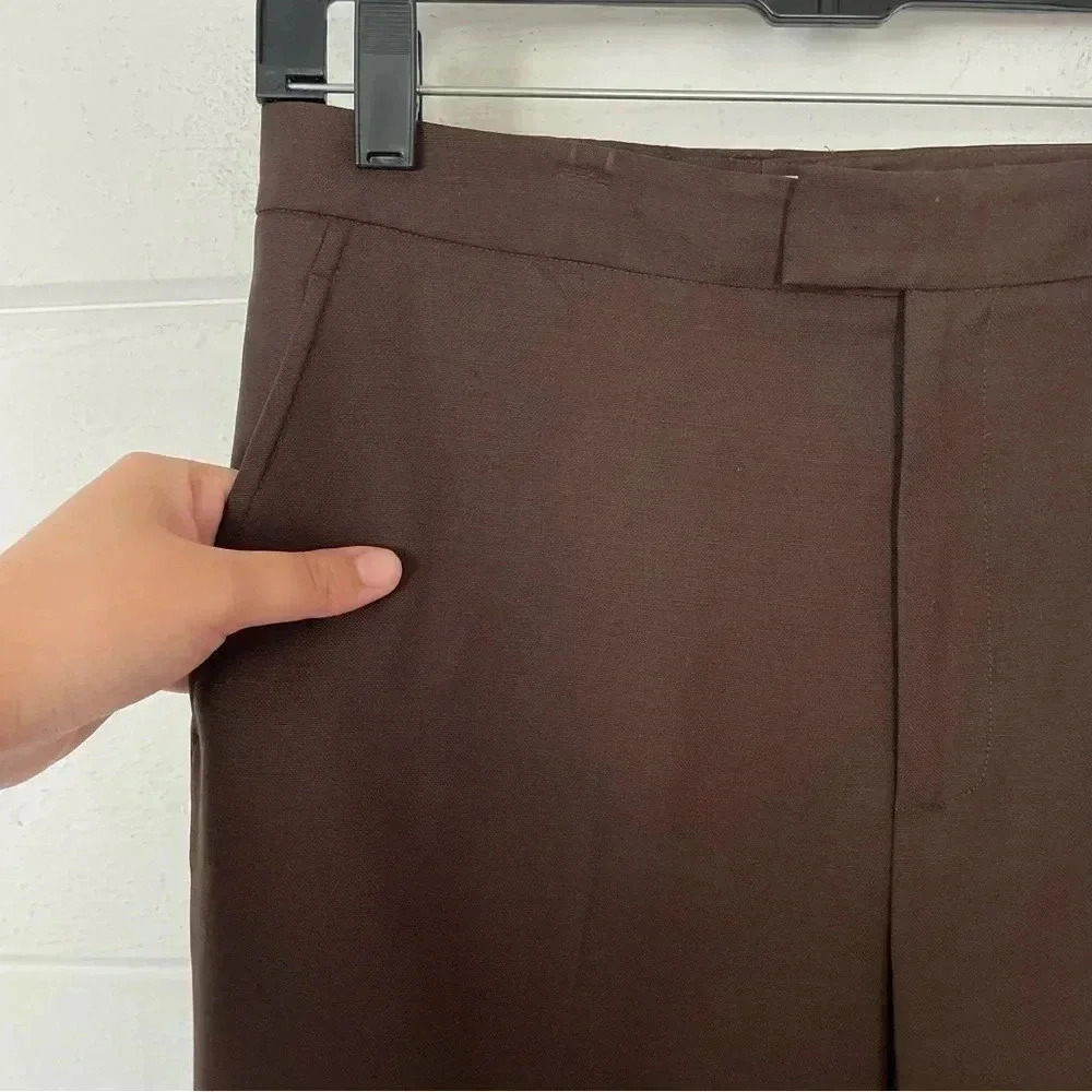 Ellen Tracy High Waist Straight Leg Brown Wool Dress Pants Size 6 - Picture 7 of 8